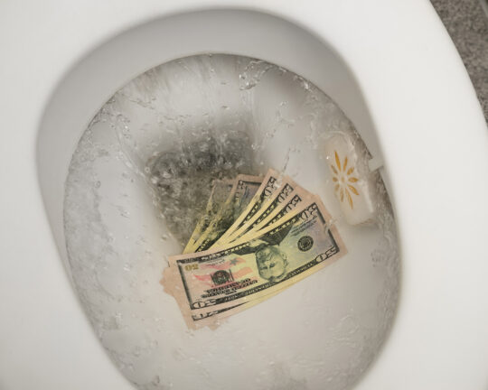 money in the toilet